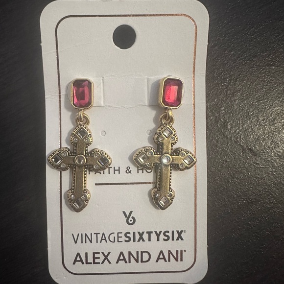 Cross Statement Earrings Alex and Ani x Vintage Sixtysix - Picture 1 of 5